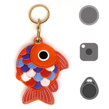 Imagem de Suporte universal para etiqueta inteligente, adequado para Tile Mate, AirTag, Eufy SmartTrack Link, chaveiro, capa de couro bonito para rastreador de ar com chaveiros, (vermelho)