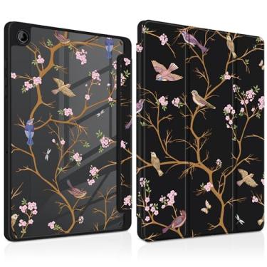 Imagem de MEEgoodo Capa para Samsung Galaxy Tab A9 Plus 27.9 cm 2023 com suporte para caneta S, capa para tablet com revestimento traseiro de acrílico transparente + suporte de três dobras + despertar/hibernar