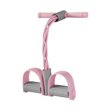 Imagem de Generic Faixa elástica para pedal, corda elástica para alongamento de abdominais, corda para pedal, puxador de tornozelo para braço feminino, academia em casa, Rosa Cinza