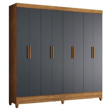 Imagem de Guarda Roupa Casal Marajó 8 Portas - Moval, Freijó/Cinza