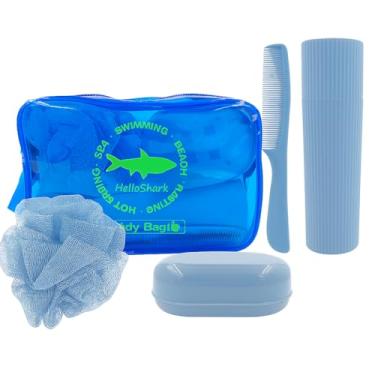 Imagem de Kit de Higiene Pessoal com Nécessaire – 5 Peças Essenciais para Viagem e Banho | Compacto, Reutilizável e Ideal para Casa ou Viagens