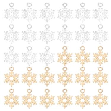 Imagem de PATIKIL Pingente de floco de neve, pingentes de liga de inverno com estrela de floco de neve vazado para fazer joias, faça você mesmo, colar, pulseira, brinco-100 peças (ouro rosa/prata brilhante)