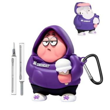 Imagem de Capa protetora de silicone para AirPods 4 (4ª geração) Cartoo 3D divertida anime estrela do mar capa protetora de silicone para AirPods 4, com chaveiro, cordão e kit de limpeza