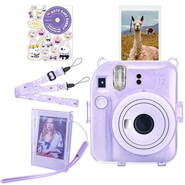 Imagem de HIYQIN Estojo Transparente Com Glitter E Armazenamento De Filme Para Câmera Instantânea Fujifilm Instax Mini 12, Acessórios Atualizados - Roxo