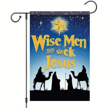 Imagem de Saoplasa Bandeira de jardim de Natal 30,5 x 45,7 cm Wise Men Still Seek Jesus Presépio Outdoor Yard Varanda Faixa de gramado para decoração de casa sazonal de férias