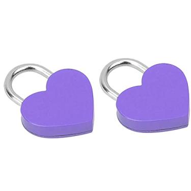 Imagem de AYNEFY Cadeado Em Forma de Coração, Cadeado Decorativo de Metal Com Chaves, Mini para Malas, Caixas de Joias, Diários (Roxo)