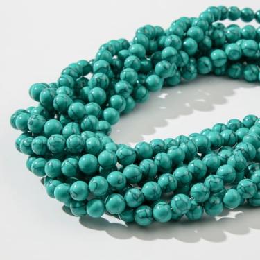 Imagem de CYEENUT Contas de turquesa de 8 mm, 190 peças, contas de pedra natural, contas soltas redondas para artesanato DIY, pulseira, colar, brincos, fabricação de joias (verde)
