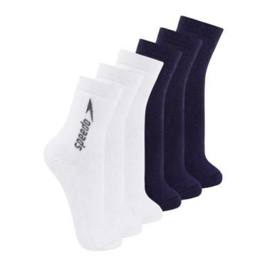 Imagem de Kit com 6 Pares de Meias Esportiva Cano Médio Speedo 8032 Colorido, Az