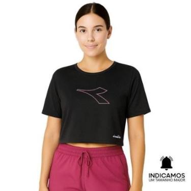 Imagem de Camiseta Cropped Diadora Uno New Running Feminina - Preto M-Feminino
