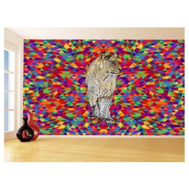 Imagem de Papel De Parede Animais Pop Art Leoa Colorido 3,5M Pxa438 - Você Decor