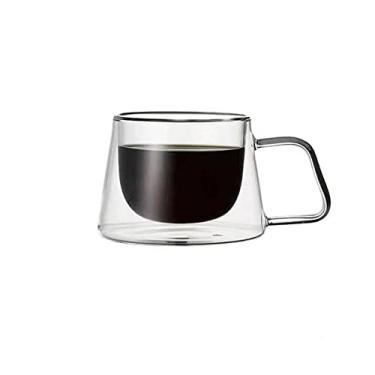 Imagem de Caneca de café de café de parede dupla transparente de 200 ml com alça, caneca de café da manhã com alto teor de borossilicato (estilo 1)