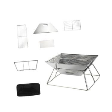 Imagem de Baoblaze Camping grelhar a carvão churrasqueiro grelha de ventilação dobrável forno de camping portátil de churrasco para festas para festas