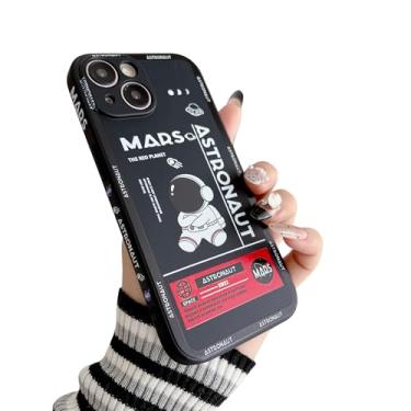 Imagem de Yonds Queen Compatível com capa para iPhone 13, desenho fofo divertido astronauta espacial foguete design elegante bumper macio borracha TPU capa protetora antiderrapante à prova de choque (iPhone 13, preto)