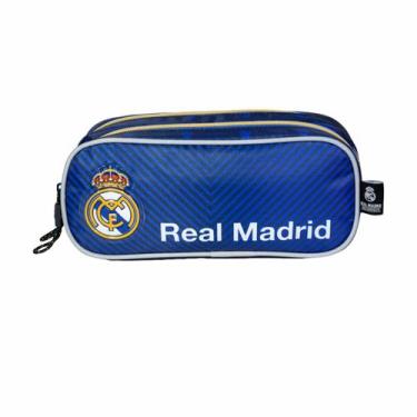 Imagem de Estojo Duplo Infantil Real Madrid FC Meninos Infantil - Xeryus, Azul