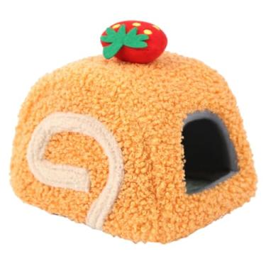 Imagem de IEUDNS Cama quente para hamster, toca para porquinho-da-índia, habitat para dormir, para gerbil anão e petauros-do-açúcar, Laranja