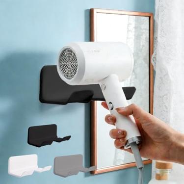 Imagem de Suporte universal para secador de cabelo, suporte de parede para secador de cabelo, gancho para armário e banheiro