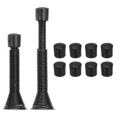 Imagem de PATIKIL 2 batentes de porta, batente de porta de mola de 7,6 a 12 cm protetor de parede de metal para home office shopping center para proteger a porta da parede, preto com ponta de borracha preta