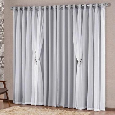 Imagem de Cortina Bélgica 3 Mts Sala Quarto Blackout Varão - Cinza