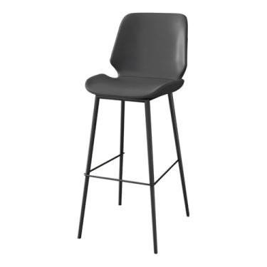 Imagem de Bancos de bar cadeira de bar de ferro com encosto cadeira de bar de couro restaurante bar ilha varanda lazer cadeira alta preto/bancos laranja para cozinha (preto)