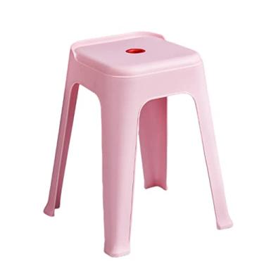 Imagem de Conjunto de bancos empilháveis, pacote com 4 banquetas quadradas para guidão e apoio para os pés - Cadeiras de jantar empilháveis portáteis de plástico para sala de estar em casa interna/externa