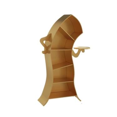 Imagem de CFGH6FDF Estante criativa para sala de estar, armário balde Akimbo, armário de armazenamento de quarto, armário de armazenamento moderno prateleira independente para livros (ouro)