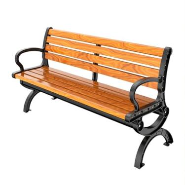 Imagem de Bancos de jardim, banco de parque com encosto, banco externo de metal, bancos para exterior, banco de metal ao ar livre, com apoio de braço, marrom, para 2-4 pessoas, para lojas, parques, shopping