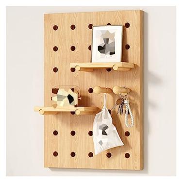Imagem de Pegboard multifuncional de madeira maciça, organizador de ferramentas de montagem na parede de 1,6 cm de espessura, armazenamento de exibição de 40 x 60 cm para casa, escritório, garagem - cor de