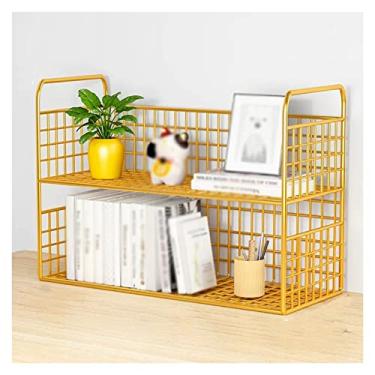Imagem de Organizadores de mesa de gabinete de arquivo com design de malha de metal pequena estante para escritório prateleira de exibição de mesa organizador de canto e armazenamento para dormitório, decoração