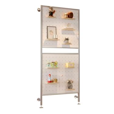 Imagem de Organizador modular de parede com painel de exibição de madeira maciça de 18 mm para casa, escritório e jogos - Solução versátil de armazenamento de ferramentas (branco, 90 x 130 cm)