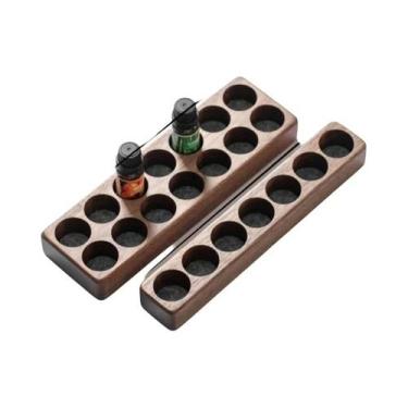 Imagem de Suporte Vertical De Madeira Nogueira Para Óleos Essenciais - Divisória