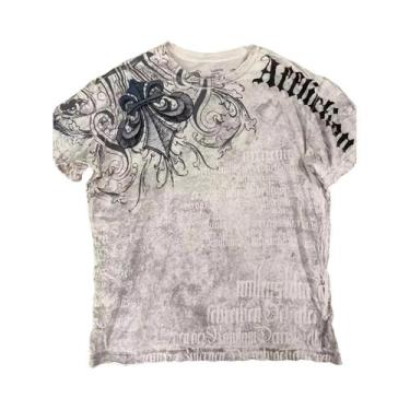 Imagem de Camiseta Masculina Y2K Com Estampa Gótica De Caveira E Cruz, Estilo St