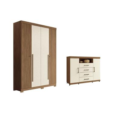Imagem de Quarto Completo Modu +Cômoda QC328 Jatoba/Areia - Santos Andirá