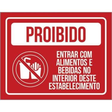 Imagem de Kit 5 Placas Proibido Entrar Com Alimentos E Bebidas - Sinalizo