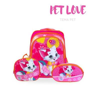 Imagem de Kit Escolar Princesas Mochila Estojo e Lancheira Sem Rodinhas - Volta 