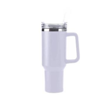 Imagem de Copo Térmico Branco 1200ml com Canudo e Parede Dupla - B2