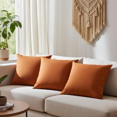 Imagem de Kit Capas para Almofadas 50x50 Cor Cobre Tecido Algodão Conjunto 3 Peç