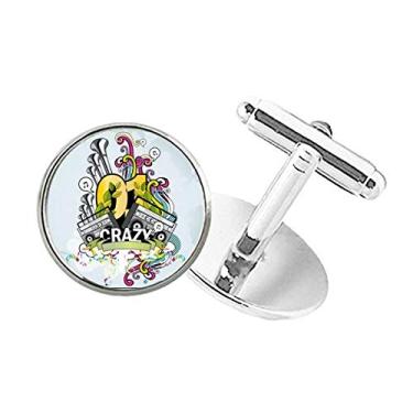 Imagem de DIYthinker Abotoaduras de botão redondo estéreo colorido cultura de rua grafite