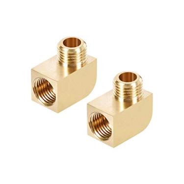 Imagem de uxcell cotovelo de latão com ajuste de 90 graus Barstock Street Cotovelo macho X fêmea 2 peças, a19080700ux0352, M10 x M10