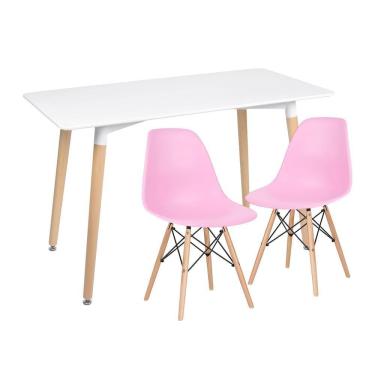 Imagem de KIT - Mesa de jantar retangular Eames 60 x 120 cm branco + 2 cadeiras Eiffel DSW