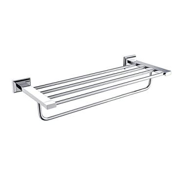 Imagem de Conjunto de ferragens de banheiro gancho de roupão cromado barra de trilho de toalha prateleira anel de papel de tecido suporte de papel escova de dentes suportes de sabonete acessórios, toalheiro