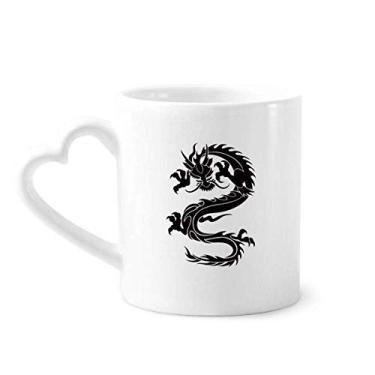 Imagem de Caneca com contorno de grão de arte de dragão em cerâmica copo de coração de vidro