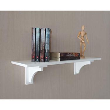Imagem de Prateleira Decorativa Suporte para Livros com Cantoneira Mão Francesa Branco Laca