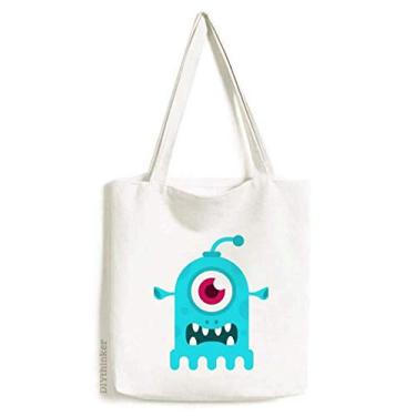 Imagem de Bolsa de lona alienígena azul Cyclops Universo e alienígena bolsa de compras casual bolsa de mão