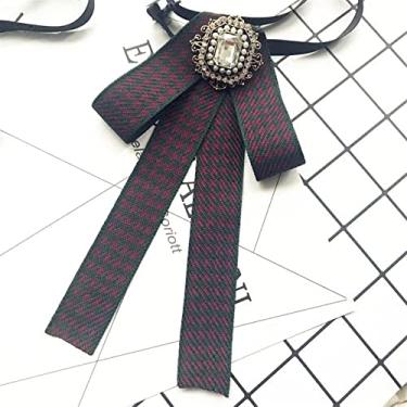 Imagem de Gravatas Borboleta Handmade retro bowtie profissional uniforme feminino branco feminino houndstooth lattice law ties para mulheres acessórios (Color : A)