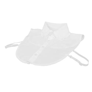 Imagem de TENDYCOCO Gola decorativa com babados gola falsa coleira acessório de camisa de colarinho colar acessório folha de lótus xale pequeno camisa falsa mulheres chiffon branco
