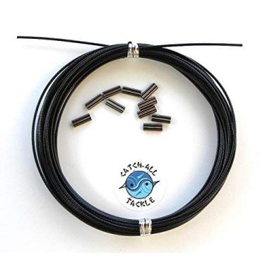 Imagem de Kit de cabos revestidos de vinil preto de aço inoxidável de 49 fios 30' com 10 crimps, Preto, 1.2mm 275lb 1.mm crimp6