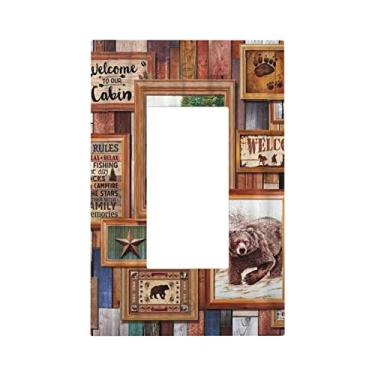 Imagem de Rústico Lodge Bear Deer 1 Gang Rocker Light Switch Cover Decoração Única Placa de Parede Decorativa Interruptor Elétrico GFCI Capas de Tomada para Cozinha Banheiro Casa de Fazenda Decoração de Casa