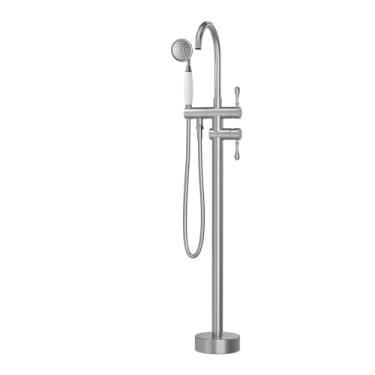 Imagem de BRACCI Misturador Monocomando de Piso para Banheiras de Imersão (Aço Escovado)