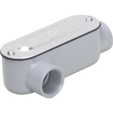 Imagem de TayMac Corpo de conduíte tipo LR roscado RLR050, alumínio fundido, capa de aço estampado, 1,27 cm