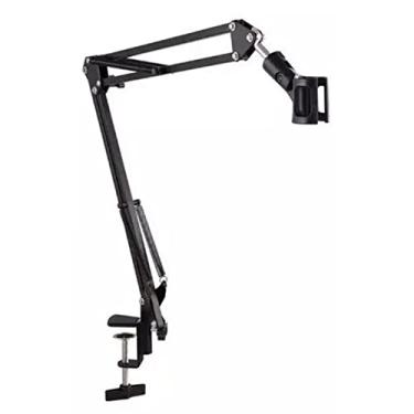 Imagem de Suporte de Braço Boom Scissor Mic Stand Com Suporte de Mesa para Gravação de Podcast Em Estúdio de Transmissão Inclui Clipe de Microfone para Suporte de Braço de Suspensão de Mesa